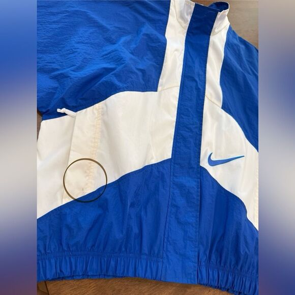 VTG 90s Y2K Nike Blue White Swoosh Logo Full Zip Windbreaker Jacket L Philippine - Picture 7 of 14